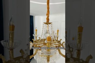 European French Style Pendant Light Villa Living Room Dining Room Crystal Brass Chandelier