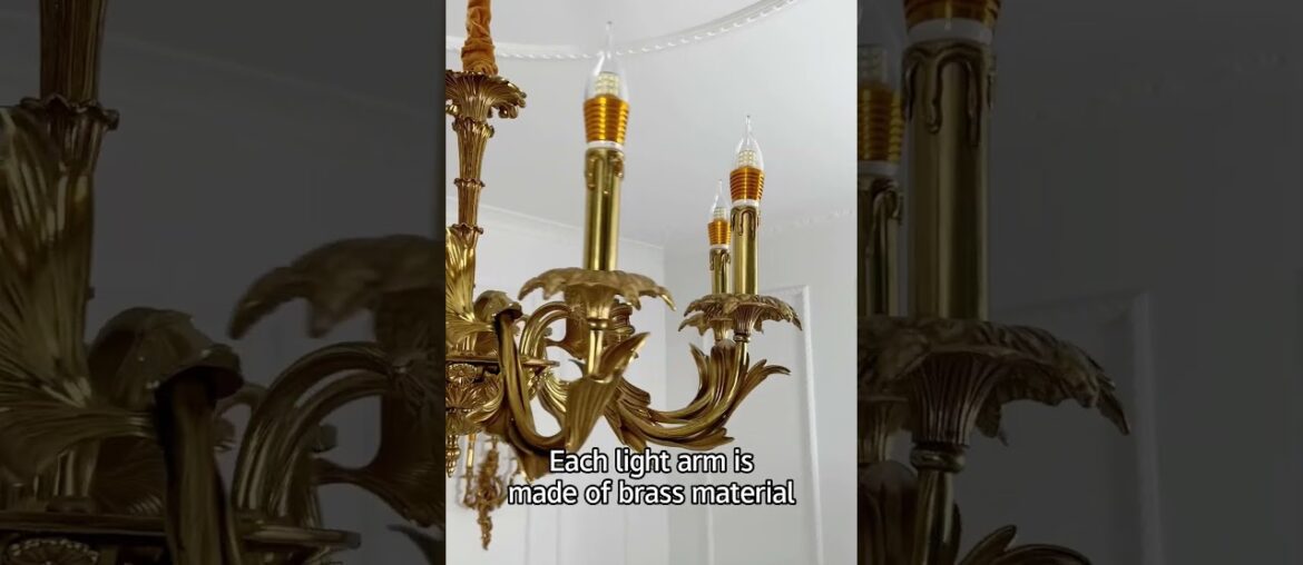 French luxury villa living room dining room brass candle chandelier