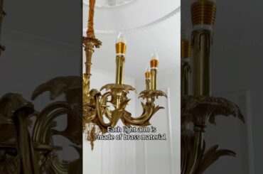 French luxury villa living room dining room brass candle chandelier