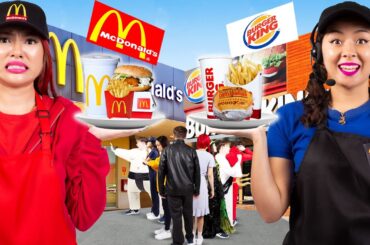 MC DONALDS VS BURGERKING DRIVE-THRU CHALLENGE | I BUILD MY OWN RESTAURANT BY CRAFTY HACKS PLUS
