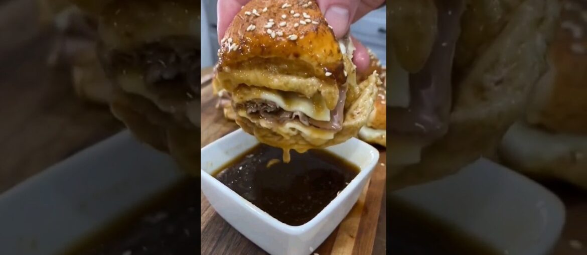 Easy french dip sliders. #recipe #cooking #shorts