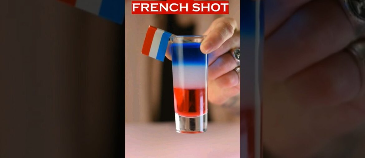 The French Flag Layered Shot #recipe #layereddrink #colourful #cool #eurovision #colourfuldrink