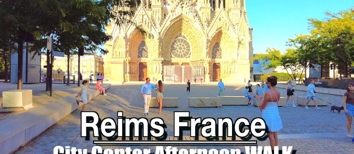 Reims France Sunny Afternoon Walk in Champagne City, City Sounds