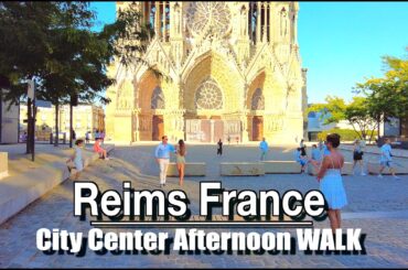 Reims France Sunny Afternoon Walk in Champagne City, City Sounds