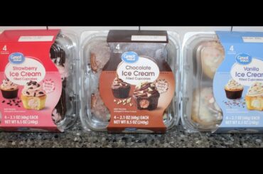 Great Value (Walmart) Ice Cream Filled Cupcakes: Strawberry, Chocolate & Vanilla Review