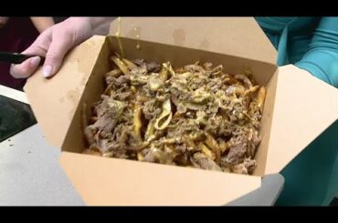 Taste testing Potato Coop's Philly cheesesteak fries
