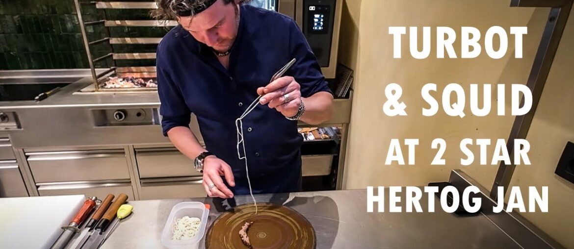 AMAZING TURBOT with grilled SQUID by Chef Gert de Mangeleer at 2 Michelin star Hertog Jan in Antwerp