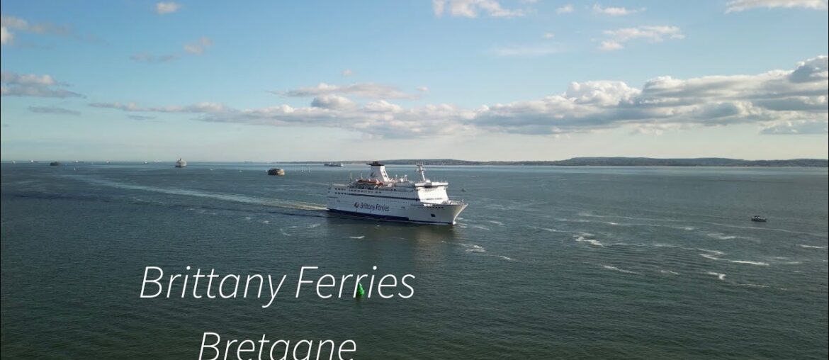 Brittany Ferries Bretagne Entering Portsmouth Harbour - DJI Mini 3 PRO - Close call with a bird