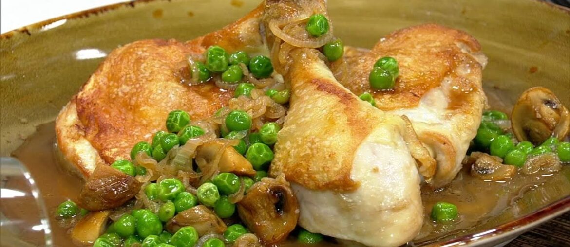 How to make a simple French pan-roasted chicken and spring peas dish