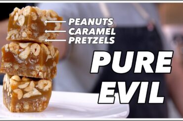 Pure EVIL Pretzel Peanut Caramel Squares - Glen And Friends Cooking