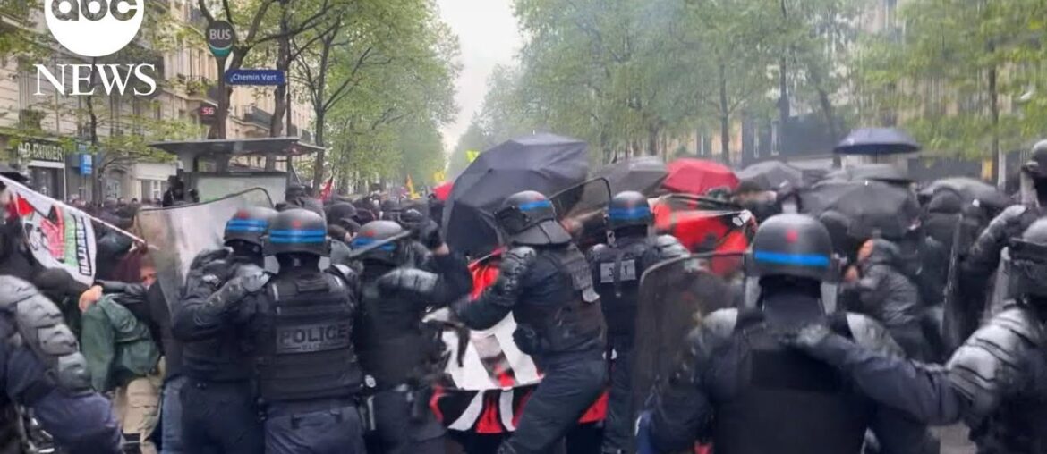 Hundreds of thousands take to French streets to protest pension plan