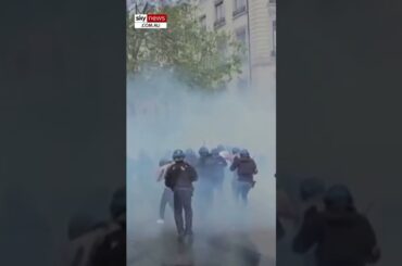 Demonstrators unleash on police during violent protests in France