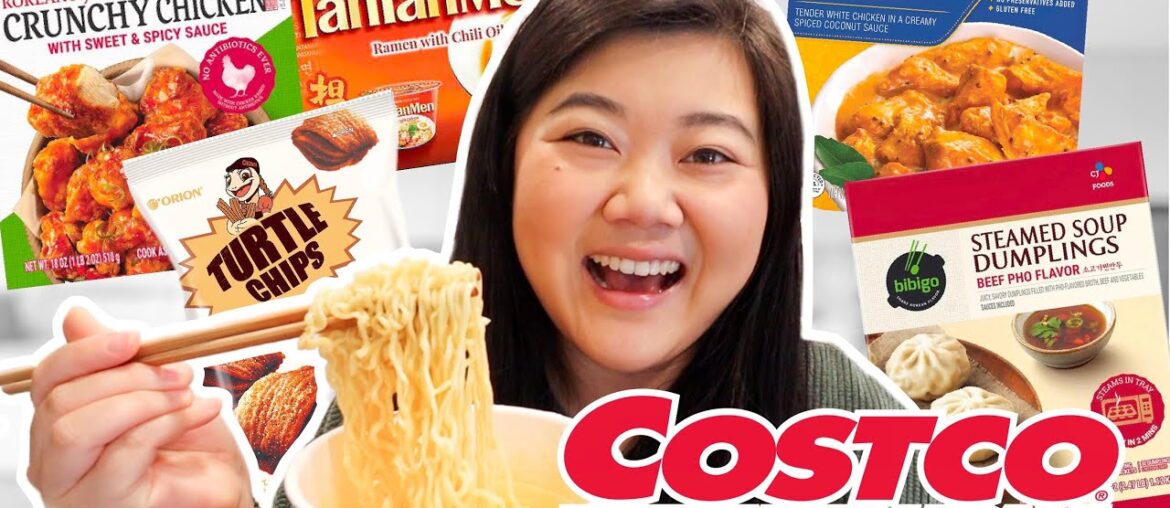 Trying NEW ASIAN FOOD at COSTCO 2023! (milk tea, korean fried chicken, egg tart, pho soup dumplings)