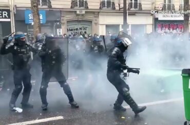 French police face off with anarchists on May Day