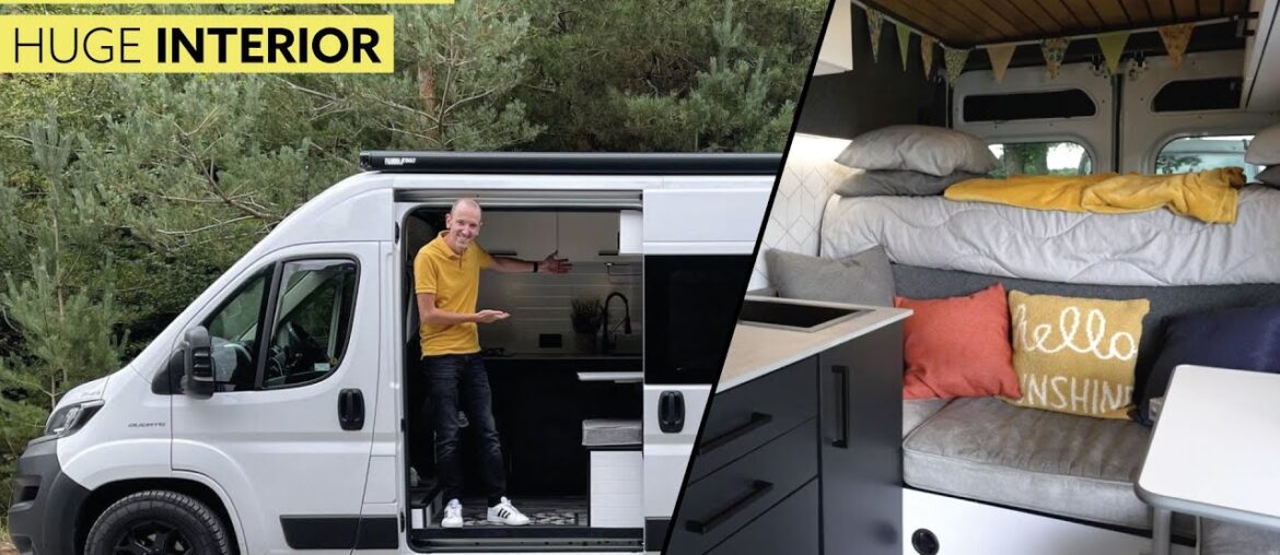 small yet IMPRESSIVELY SPACIOUS SWB Van Conversion w/ 2 beds, full dining & work space AND a cinema! small yet IMPRESSIVELY SPACIOUS SWB Van Conversion w/ 2 beds, full dining & work space AND a cinema!