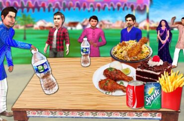 Bottle Flip Food Challenge Chicken French Fries Sprite Hindi Kahani Funny Comedy Video Moral Stories
