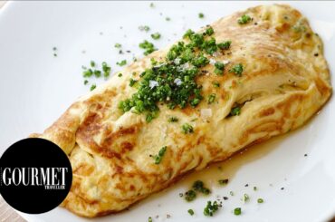 Omelette of meli melo and caramelised onion | Gourmet Traveller