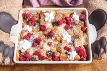 Vegan Raspberry Crescent French Toast Casserole