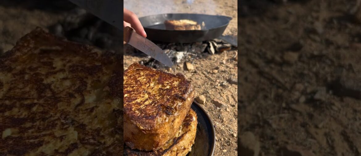 Campfire French Toast in the Mongolian desert.