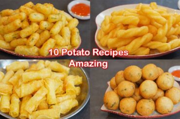 10 Amazing Potato Recipes ! Easy and Delicious ! French Fries , Potato Roll Chips , Potato Snack