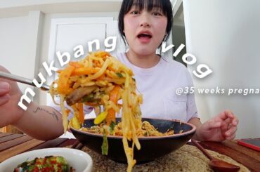 Mukbang Vlog | Started healthy but ended with 1/2 dozen donuts @ 35 weeks pregnant!!