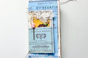 Vintage French blue journal - Layered envelope junk journal