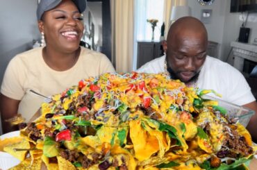 A PLATTER FULL OF CHEESY DELICIOUS NACHOS || FAMILY TIME || MUKBANG EATING SHOW ||