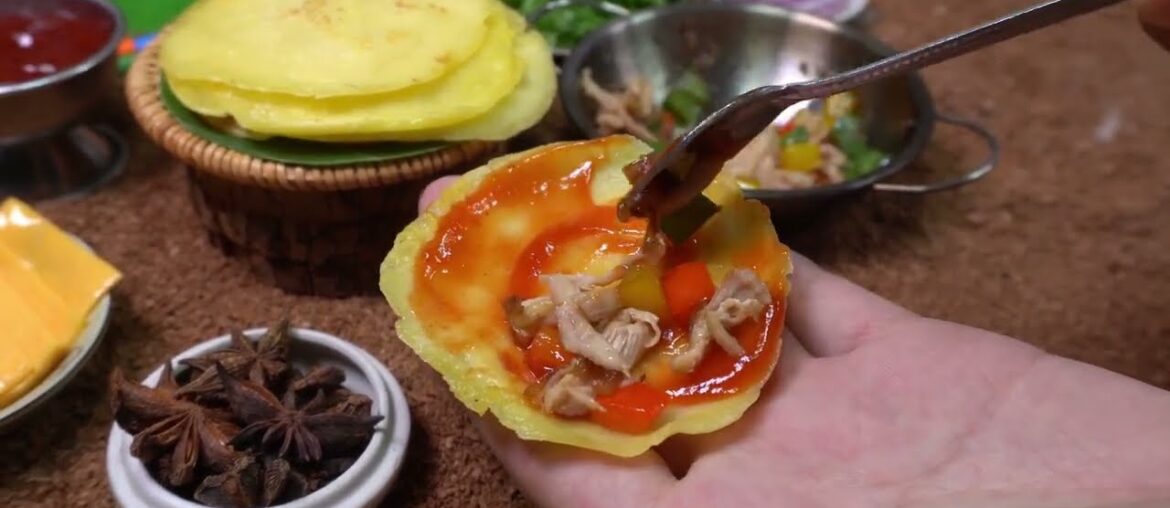 How to Miniature Cooking French style Chicken Crepe | Mini Cake Recipe | The Tiny Food