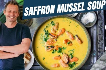 Deliciously Golden Saffron Mussel Soup" | Mediterranean recipe finale