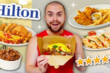 I only ate HILTON ROOM SERVICE for 24 HOURS! Hotel Menu Review!