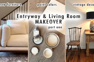 ENTRYWAY & LIVING ROOM MAKEOVER Part 1 (Designing, Furniture, Paint Colors & Vintage Decor)