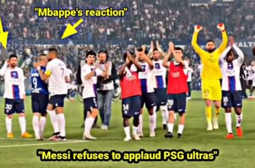 Mbappe's reaction when Messi refuses to celebrate with PSG ultras after winning the Ligue 1 title