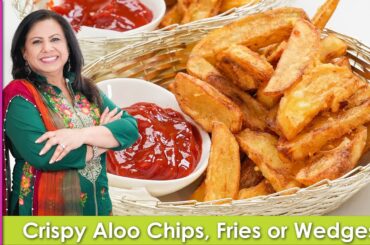 Super Easy Crispy Aloo ki Chips, Fries, ya Wedges Recipe in Urdu Hindi - RKK