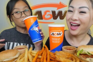 A&W Mukbang * Mozza Burger Meal and Junior Chicken Burger Meal | N.E Let's Eat