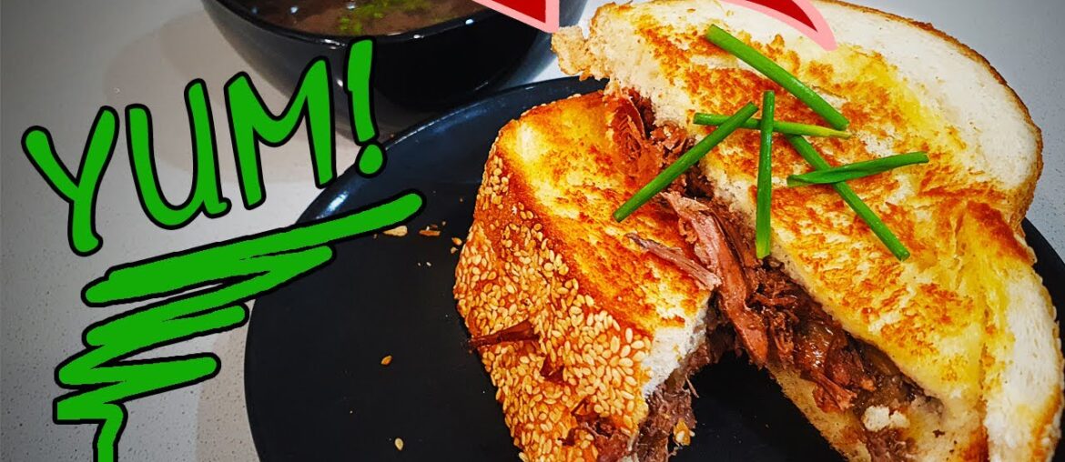 Crunchy French Dip Sandwiches with Slow Cooked Beef made EASY Crunchy French Dip Sandwiches with Slow Cooked Beef made EASY