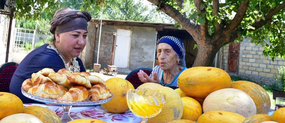 FRENCH Croissants and Yellow MELON WE MADE JAM.Village Life FRENCH Croissants and Yellow MELON WE MADE JAM.Village Life
