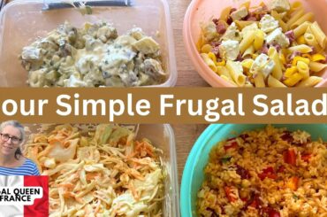 Four Simple Frugal Salads. Rice Salad, Pasta Salad, Potato Salad & Coleslaw #salad #frugalfood