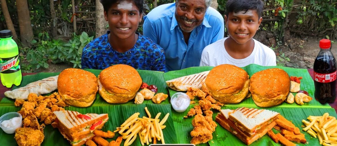 CHICKEN BURGER, FRENCH FRIES, MOMOS, SANDWICH, POPCORN, FRIED CHICKEN, CHICKEN WRAP EATING CHALLENGE