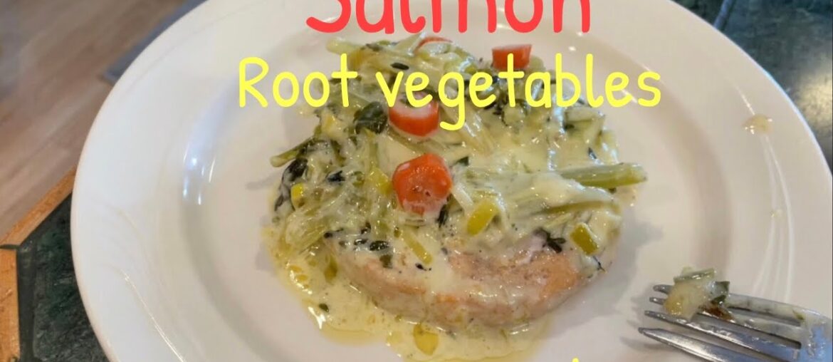Salmon , root vegetables and delicious french dressing easy recipe Salmon , root vegetables and delicious french dressing easy recipe