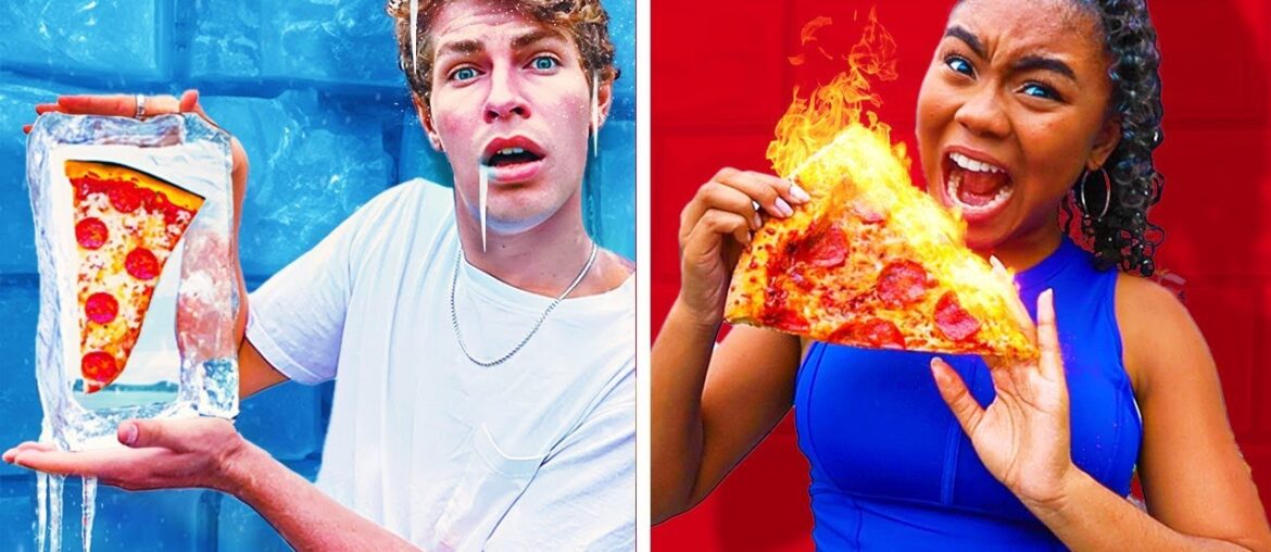 FROZEN VS. HOT FOOD CHALLENGE!!