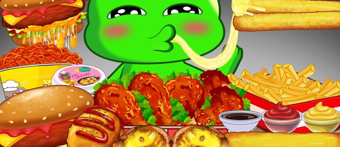 ASMR Mukbang | Banban Eating French Fries,Burger, Spicy Noodles | Garten Of Banban 4 Animation