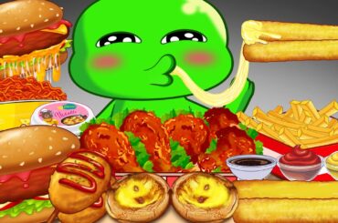 ASMR Mukbang | Banban Eating French Fries,Burger, Spicy Noodles | Garten Of Banban 4 Animation