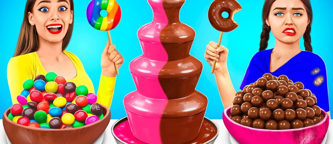 Chocolate Fountain Fondue Challenge | Eating Only Chocolate Food Battle by RATATA
