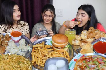 Golgappa, Momos, Chow Mein, Pizza, Burger, Samosa, Rasgulla, Spring Roll Challenge | Food Challenge