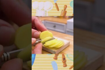 Whipping up mini kitchen french fries recipe.
