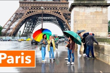 Paris France - Paris in the rain -HDR walking tour in Paris - 4K HDR 60 fps