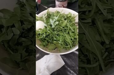 my dinner is salad with french bread with cream cheese and boiled eggs