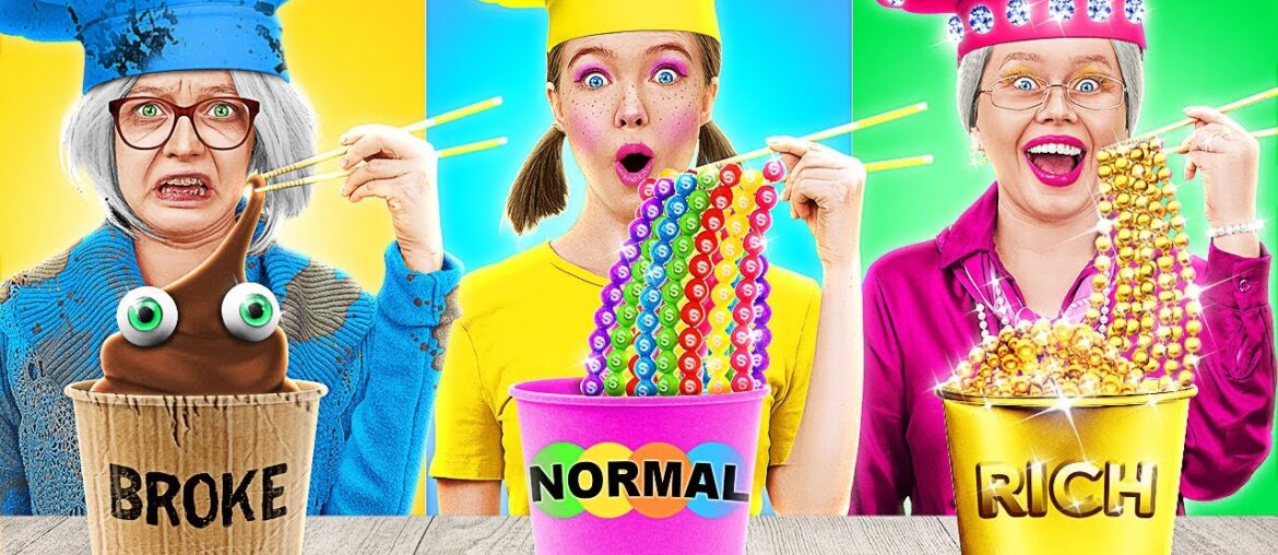 RICH VS POOR GRANDMA COOKING CHALLENGE || Crazy Kitchen Hacks by 123 GO! FOOD RICH VS POOR GRANDMA COOKING CHALLENGE || Crazy Kitchen Hacks by 123 GO! FOOD