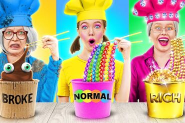 RICH VS POOR GRANDMA COOKING CHALLENGE || Crazy Kitchen Hacks by 123 GO! FOOD