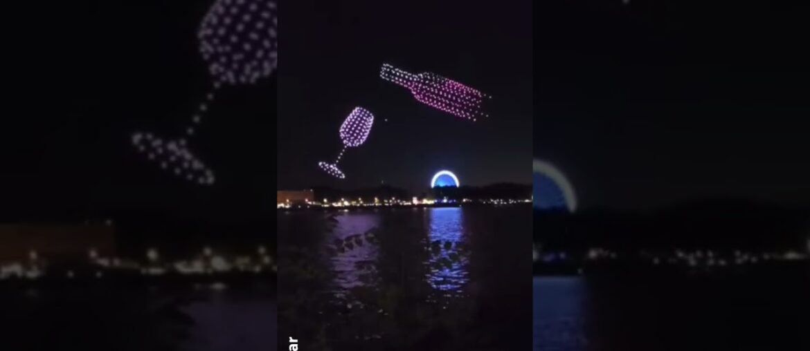 The French city of Bordeaux celebrating wine with 400 drones and this wonderful scene: Cheers